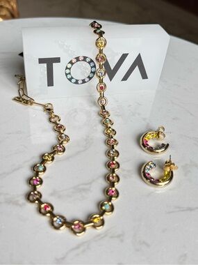 TOVA 💕New Bezel set crystal link neck.✨
Multi - earrings sold separately